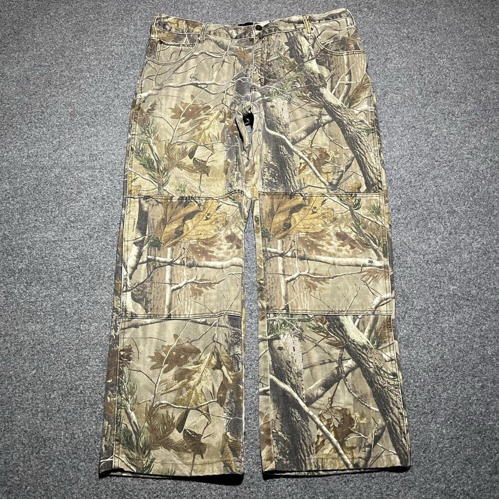 Vtg RealTree AP Jeans Mens 38x32 Camo Double Knee Hunting Pants Outdoors Cotton